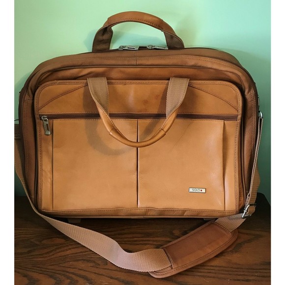 Solo Walker Bags Solo Classic Collection Walker Tan Leather Rolling